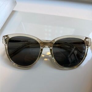 Saint Laurent Clear Frame Sunglasses with Dark Lenses
